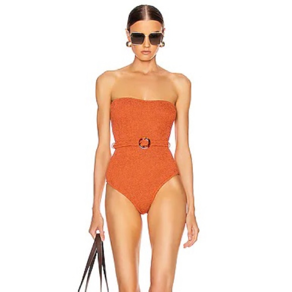 Honor Belted One-Piece Swimsuit in Copper